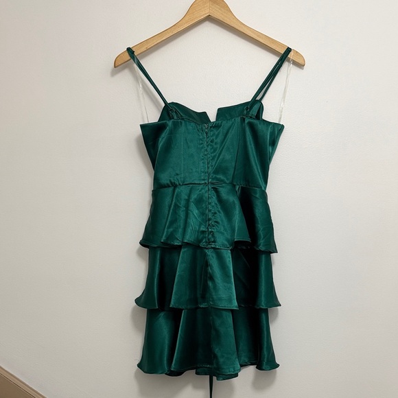 Altar'd State Satin Mini Dress in Deep Green - Picture 6 of 8